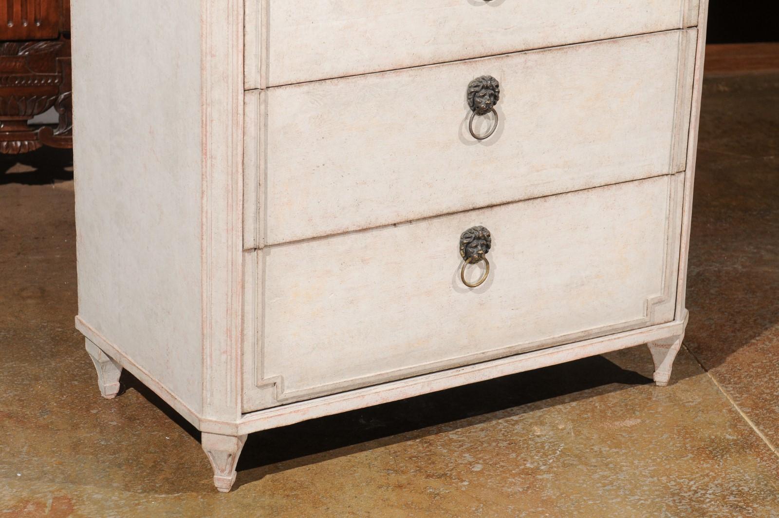 Swedish Gustavian Style 19th Century Painted Three-Drawer Chest with Dentil In Good Condition In Atlanta, GA