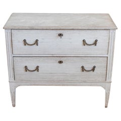 Swedish Gustavian Style 19th Century Painted Wood Chest with Reeded Accents