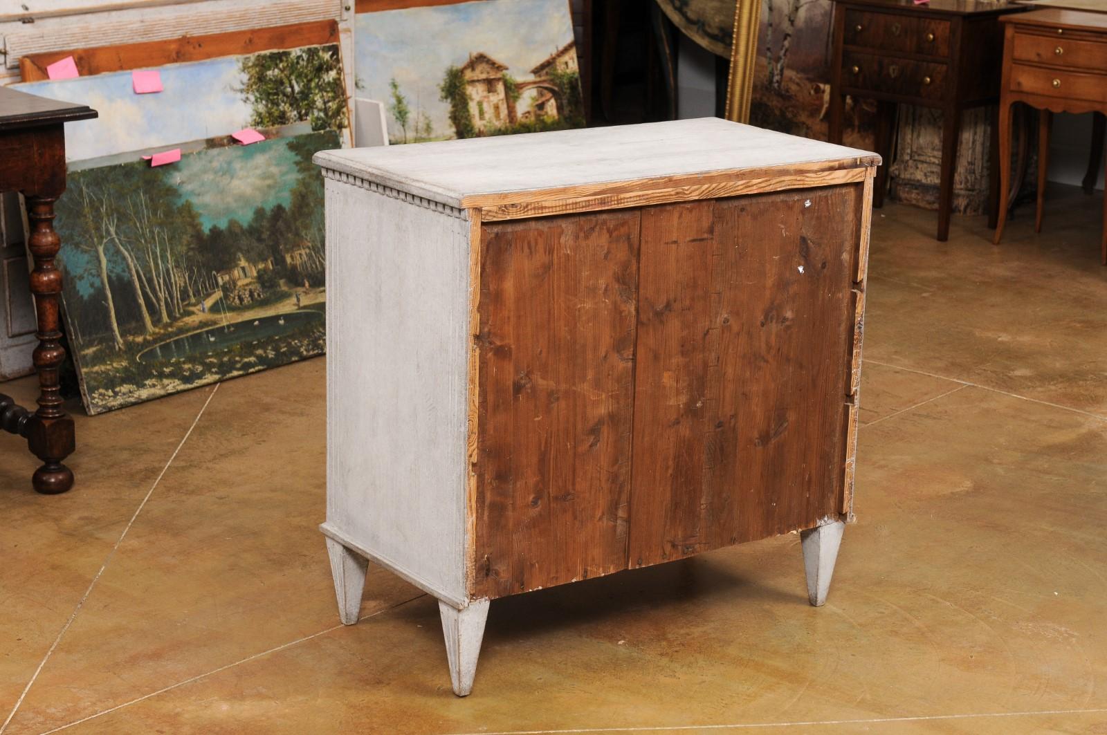 Swedish Gustavian Style 19th Century Painted Wood Three Drawer Carved Chest 6