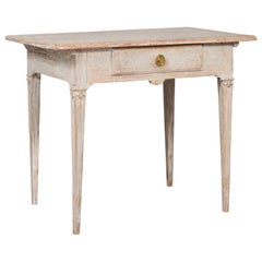 Antique Swedish Gustavian Style 19th Century Side Table with Distressed Painted Finish