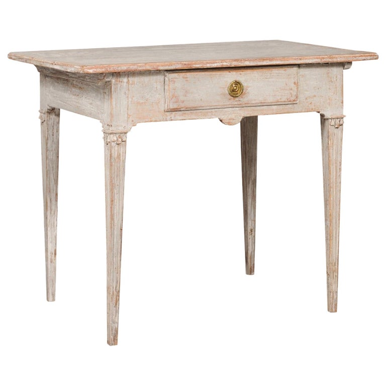 Swedish Gustavian Style 19th Century Side Table With Distressed Painted Finish For Sale At 1stdibs
