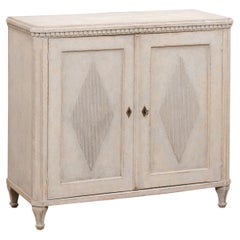Swedish Gustavian Style 19th Century Sideboard with Carved Diamond Motifs