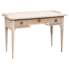 Swedish Gustavian Style 19th Century Writing Desk with Three Reeded Drawers