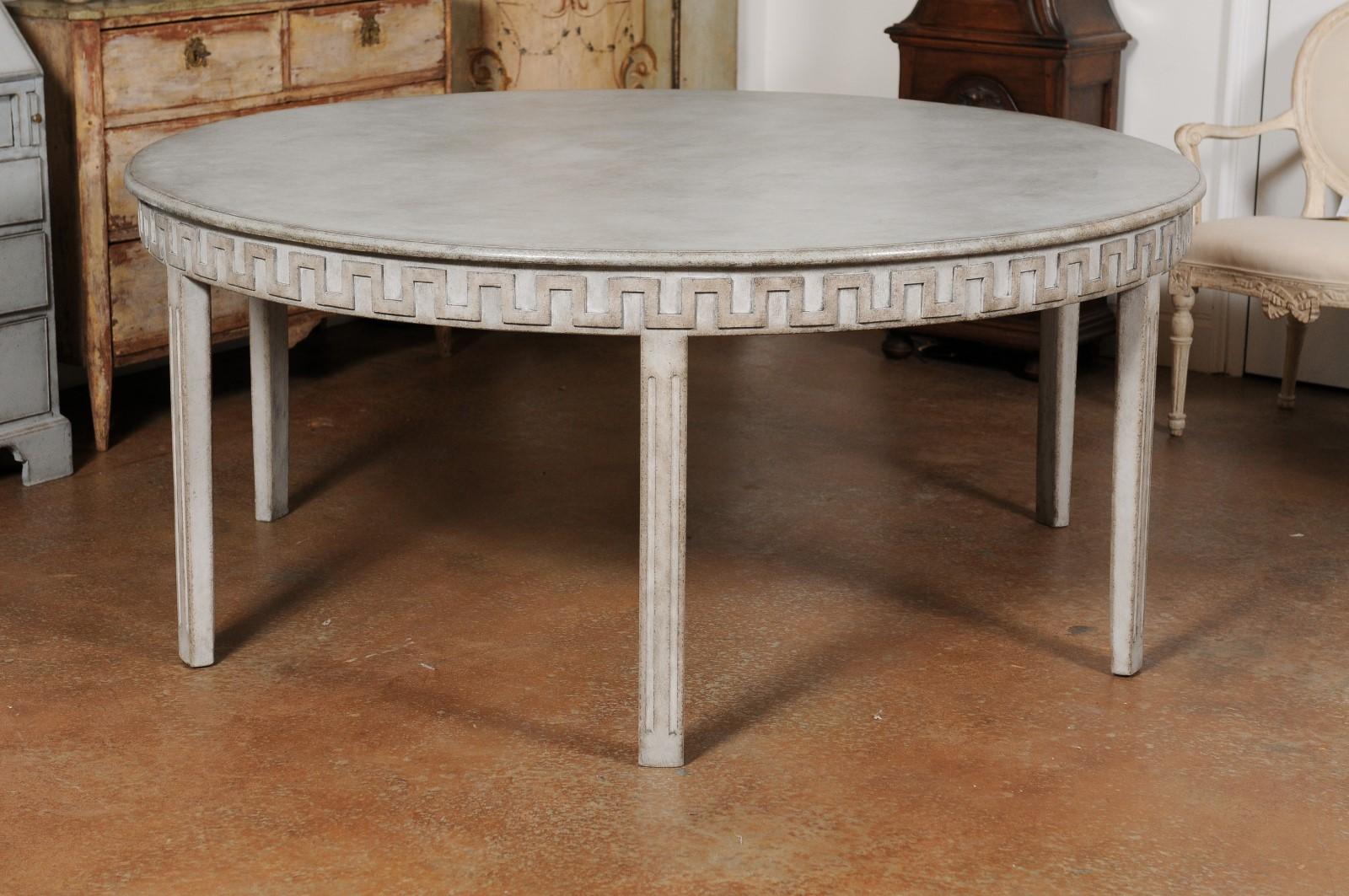 Swedish Gustavian Style 20th Century Painted Dining Table with Meander Frieze 2