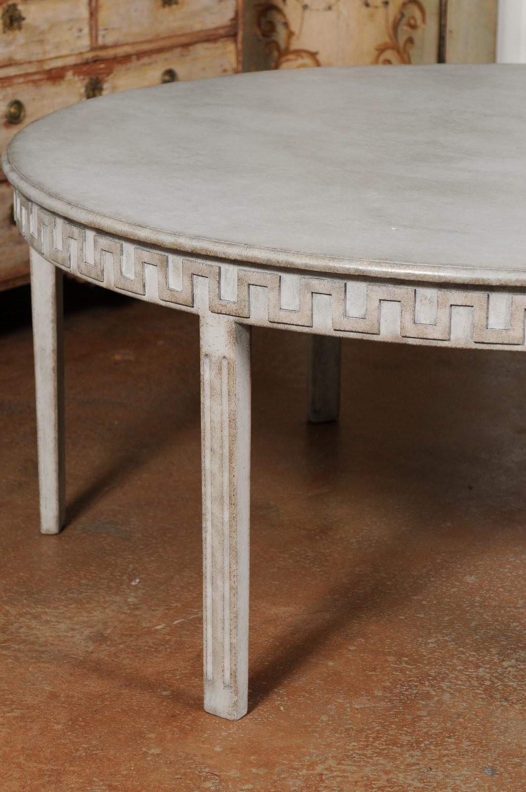 Swedish Gustavian Style 20th Century Painted Dining Table with Meander Frieze 3