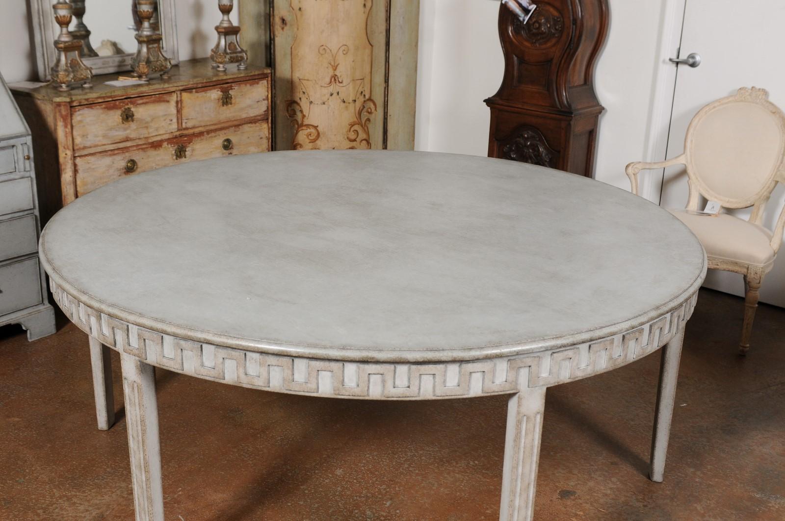 Swedish Gustavian Style 20th Century Painted Dining Table with Meander Frieze 4