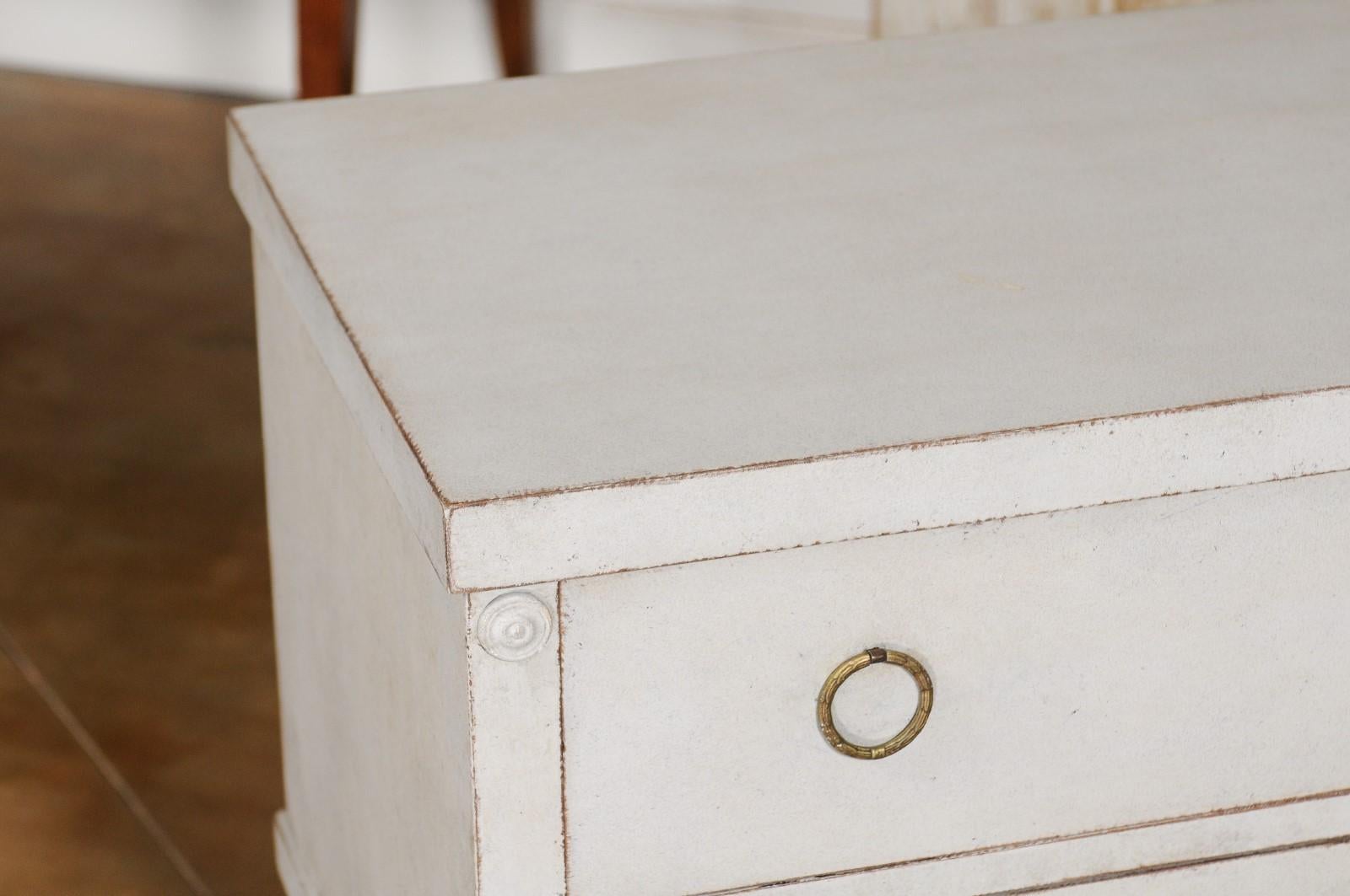 Swedish Gustavian Style 20th Century Two-Drawer Painted Chest with Tapered Legs In Good Condition In Atlanta, GA