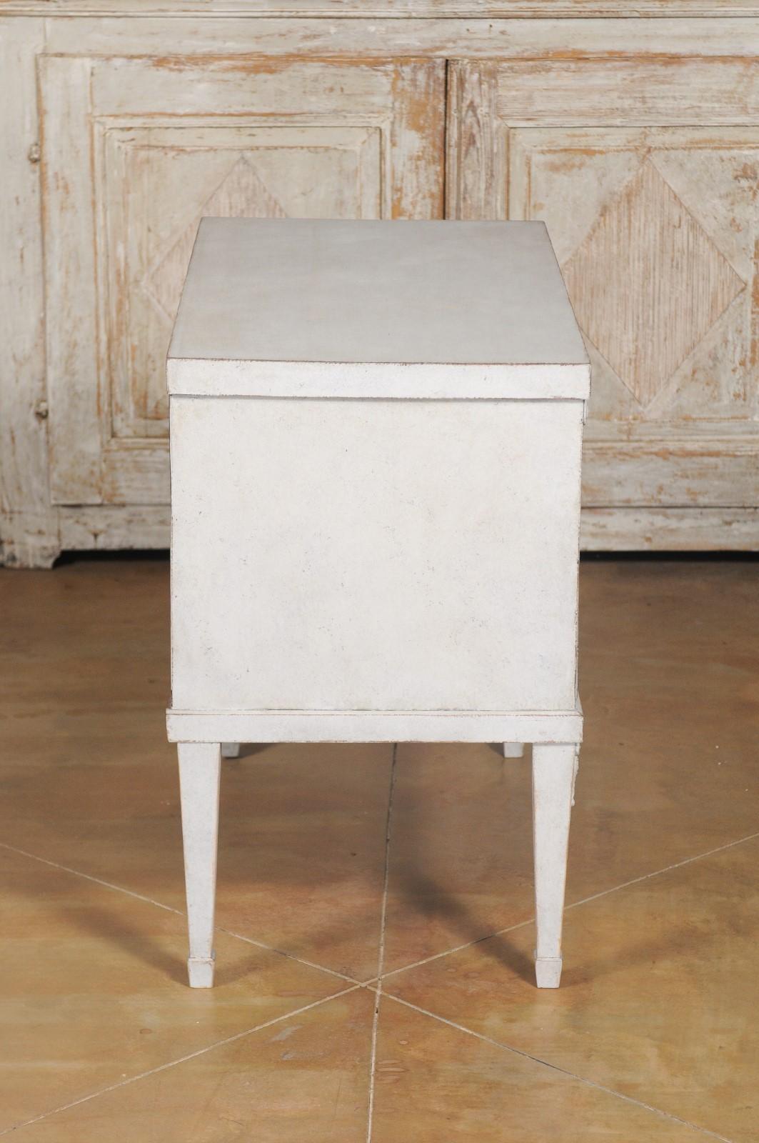 Swedish Gustavian Style 20th Century Two-Drawer Painted Chest with Tapered Legs 1