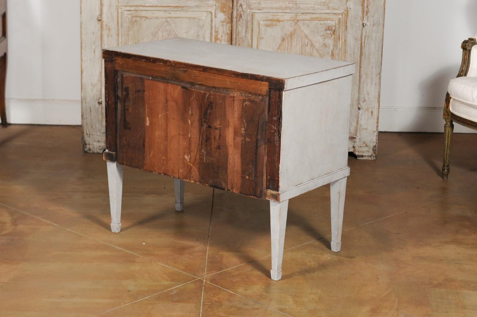 Swedish Gustavian Style 20th Century Two-Drawer Painted Chest with Tapered Legs 2