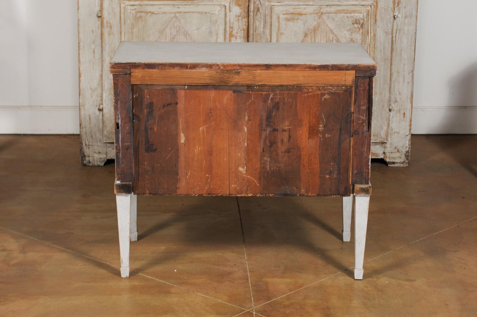 Swedish Gustavian Style 20th Century Two-Drawer Painted Chest with Tapered Legs 3