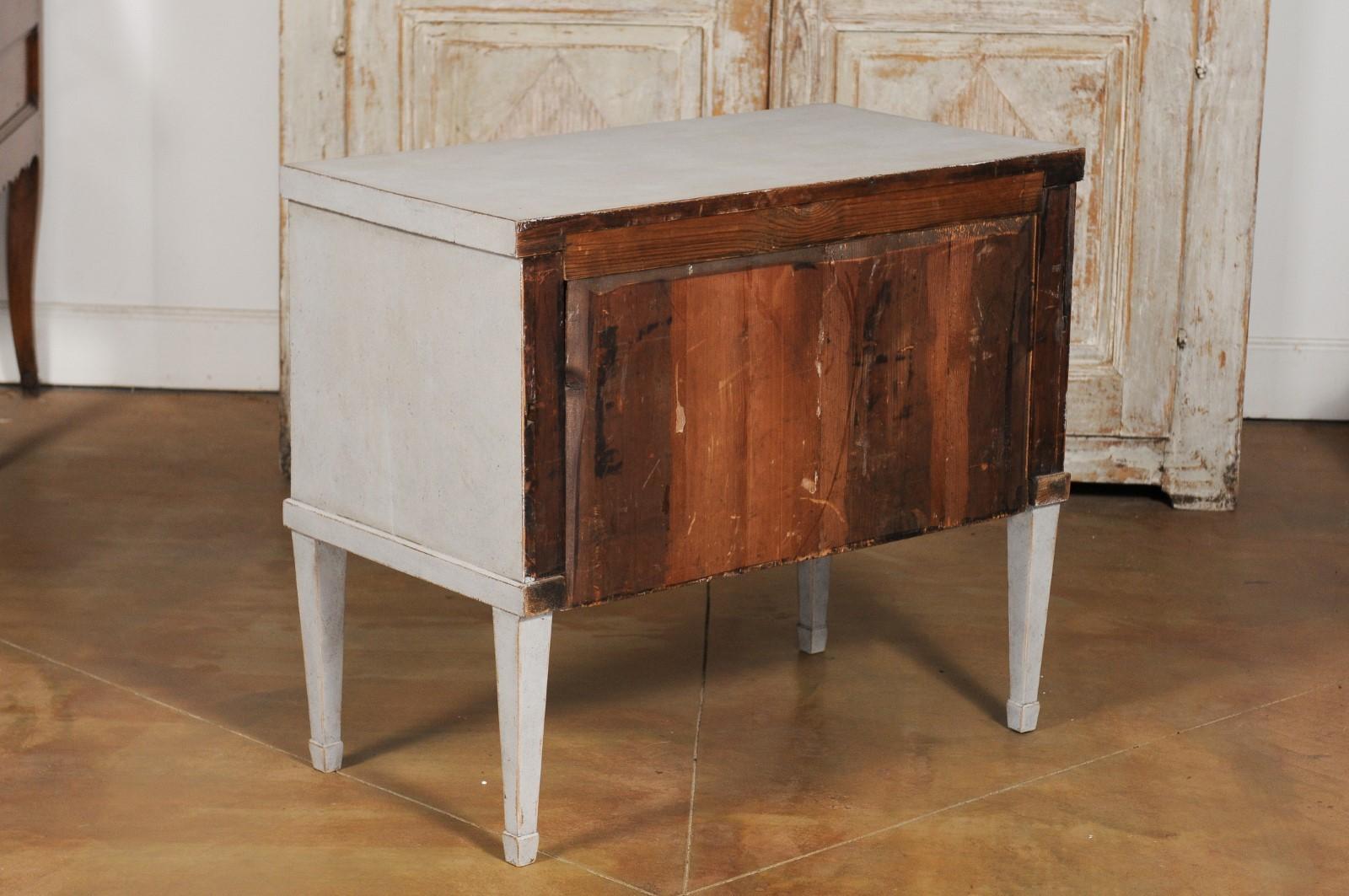 Swedish Gustavian Style 20th Century Two-Drawer Painted Chest with Tapered Legs 4
