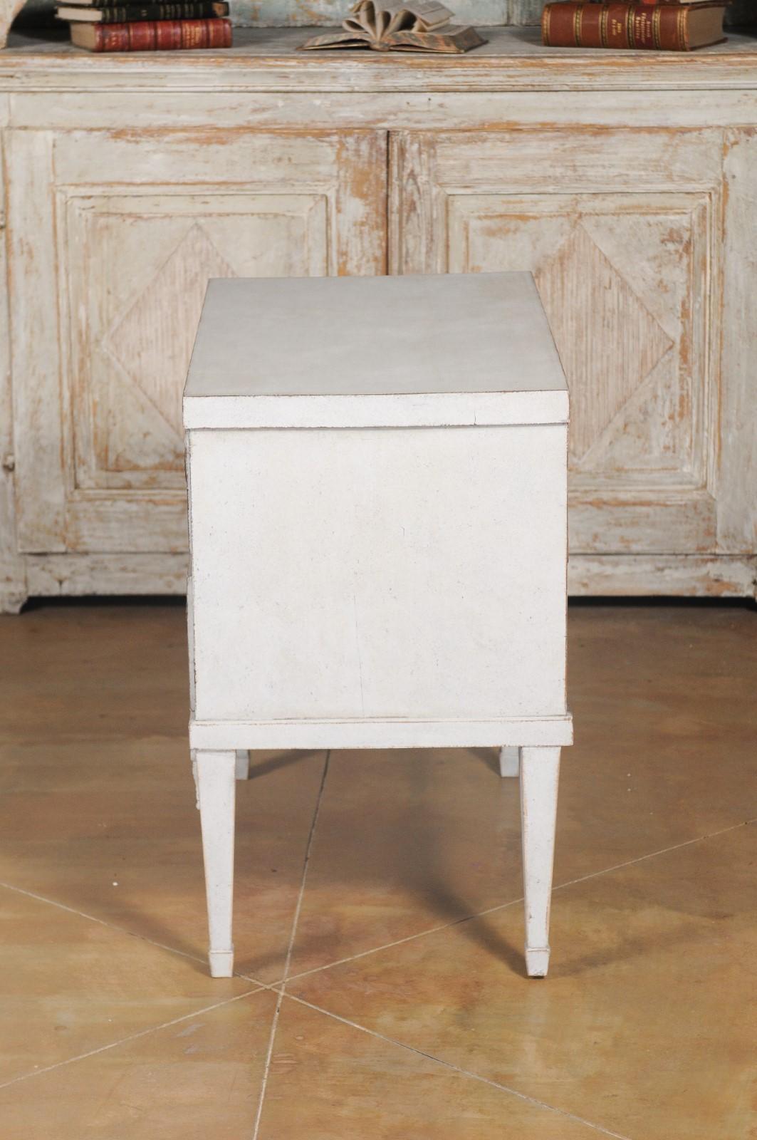 Swedish Gustavian Style 20th Century Two-Drawer Painted Chest with Tapered Legs 5