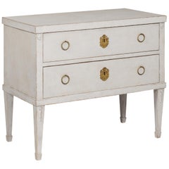 Swedish Gustavian Style 20th Century Two-Drawer Painted Chest with Tapered Legs