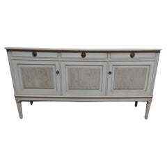 Vintage Swedish Gustavian Style 3 Drawer 3 Door Sideboard