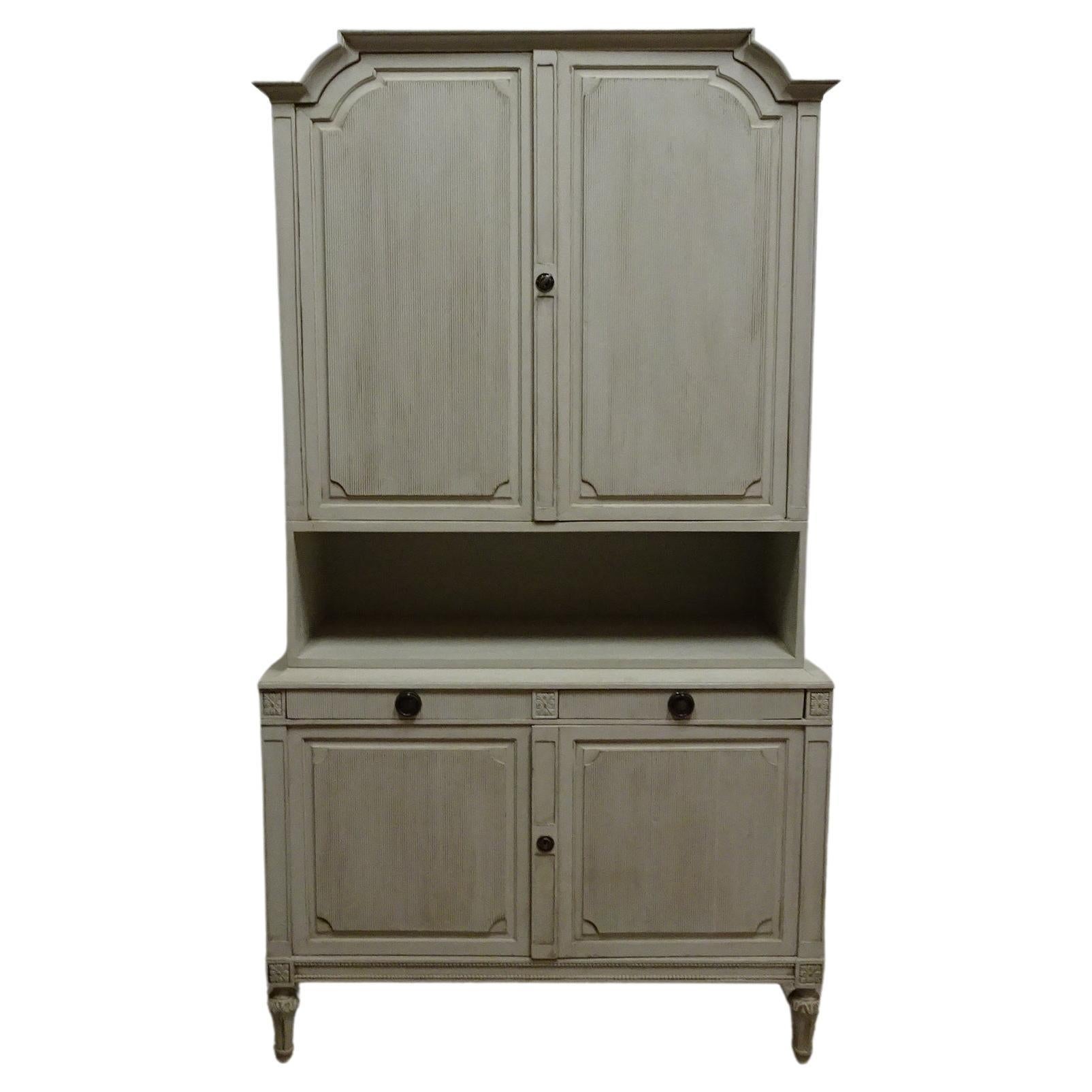 Swedish Gustavian Style 4 Door Cabinet For Sale