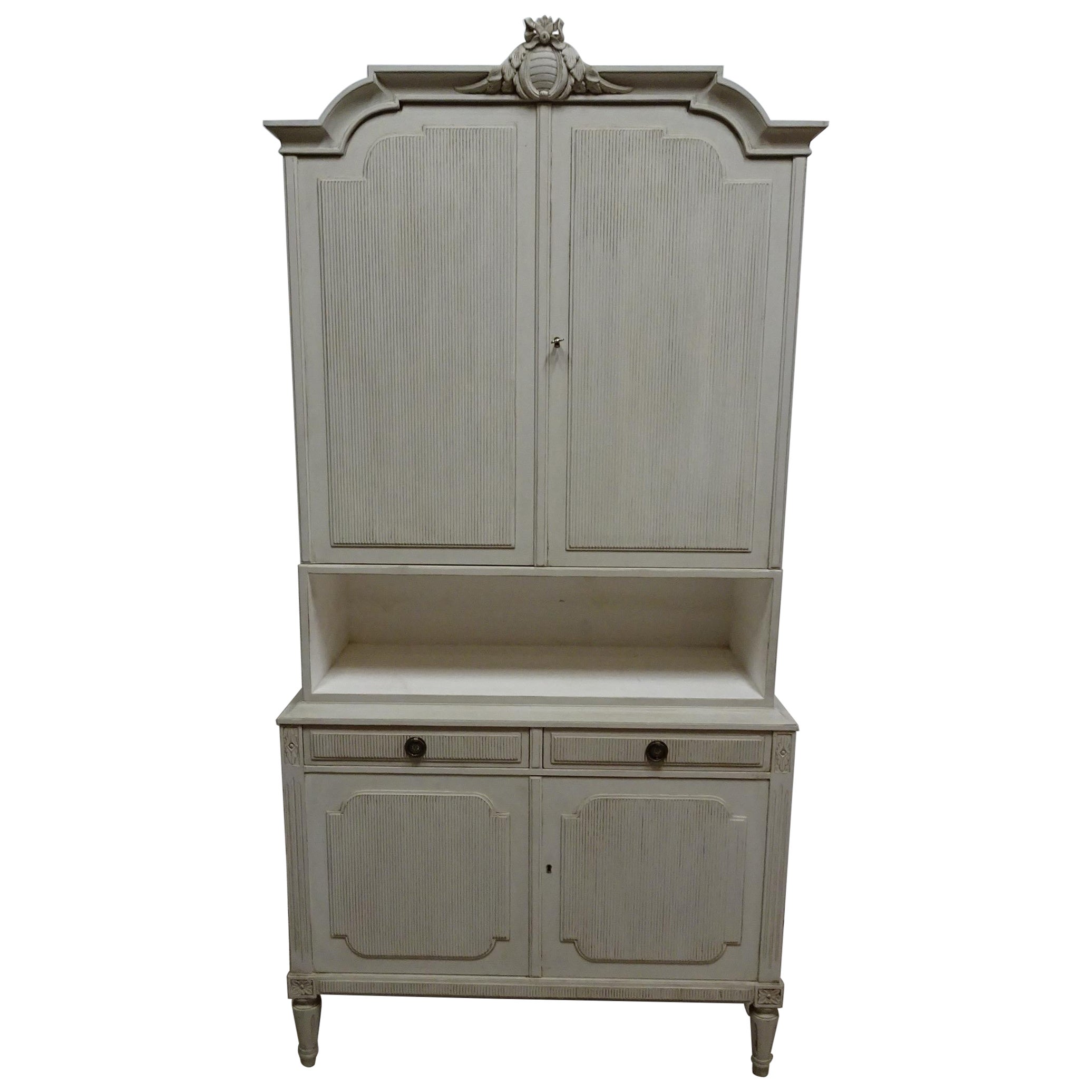 Swedish Gustavian Style 4 Door Hutch For Sale