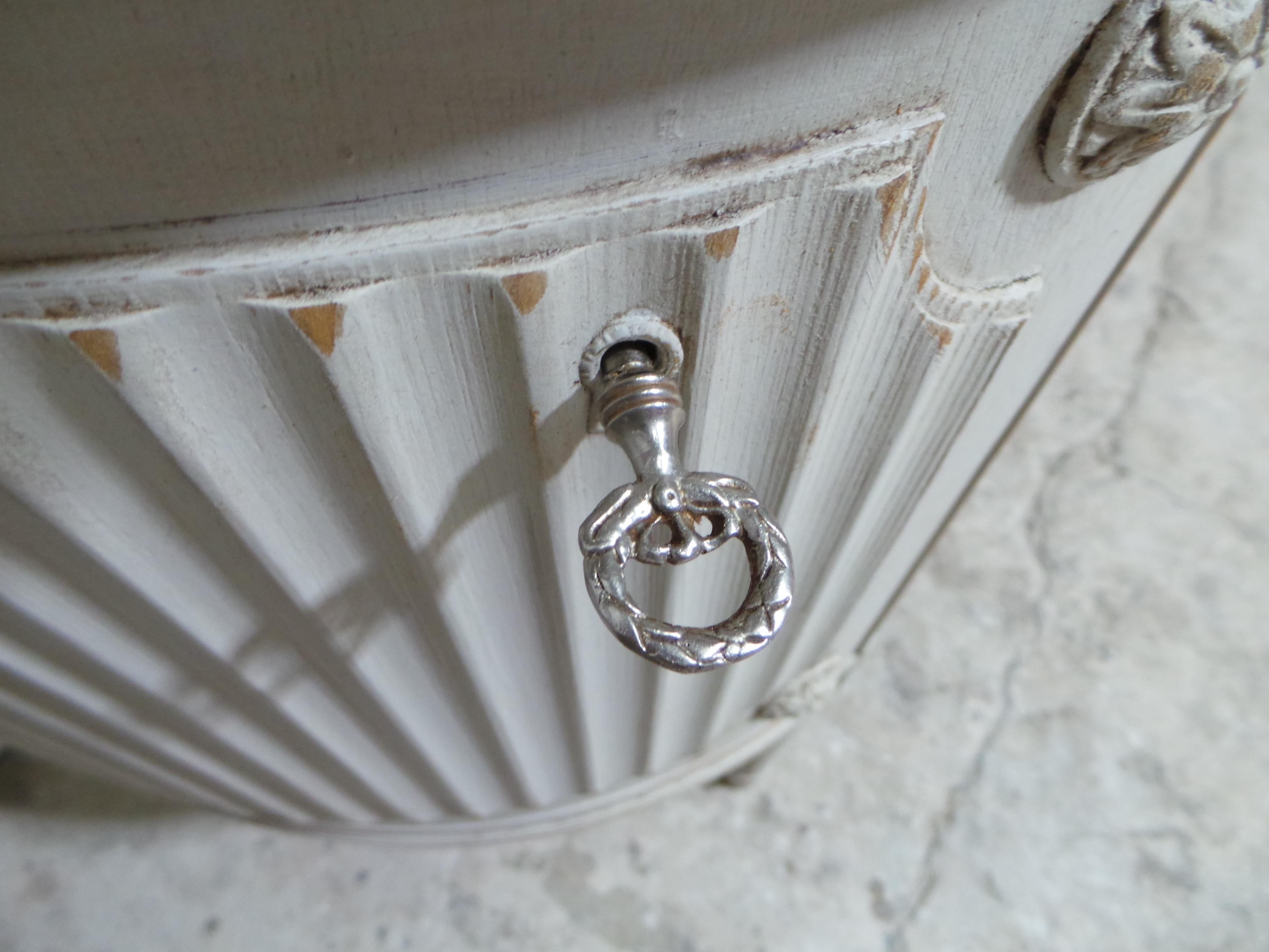 Wood Swedish Gustavian Style 4 Drawer 2 Door Sideboard For Sale