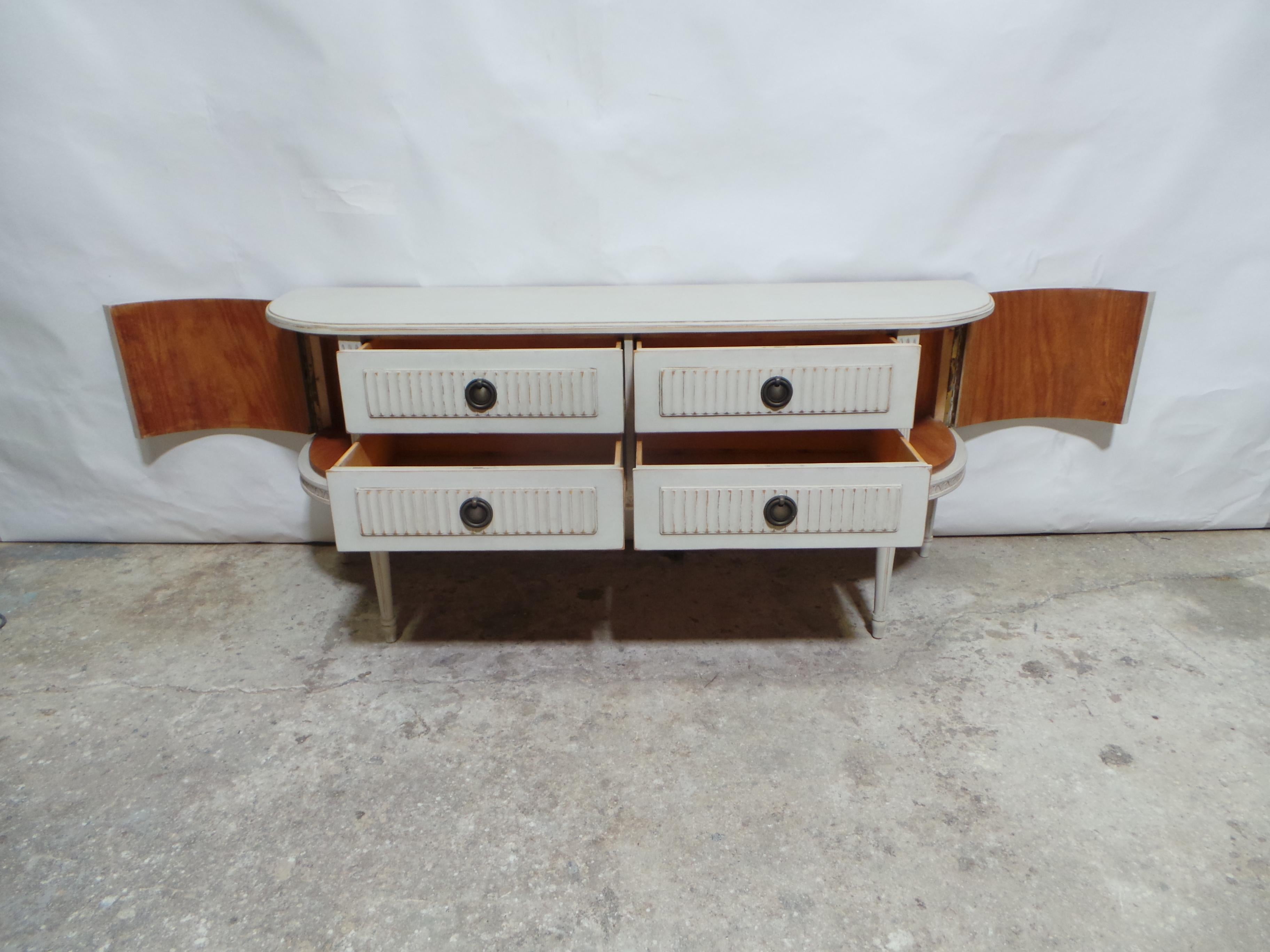 Swedish Gustavian Style 4 Drawer 2 Door Sideboard For Sale 1