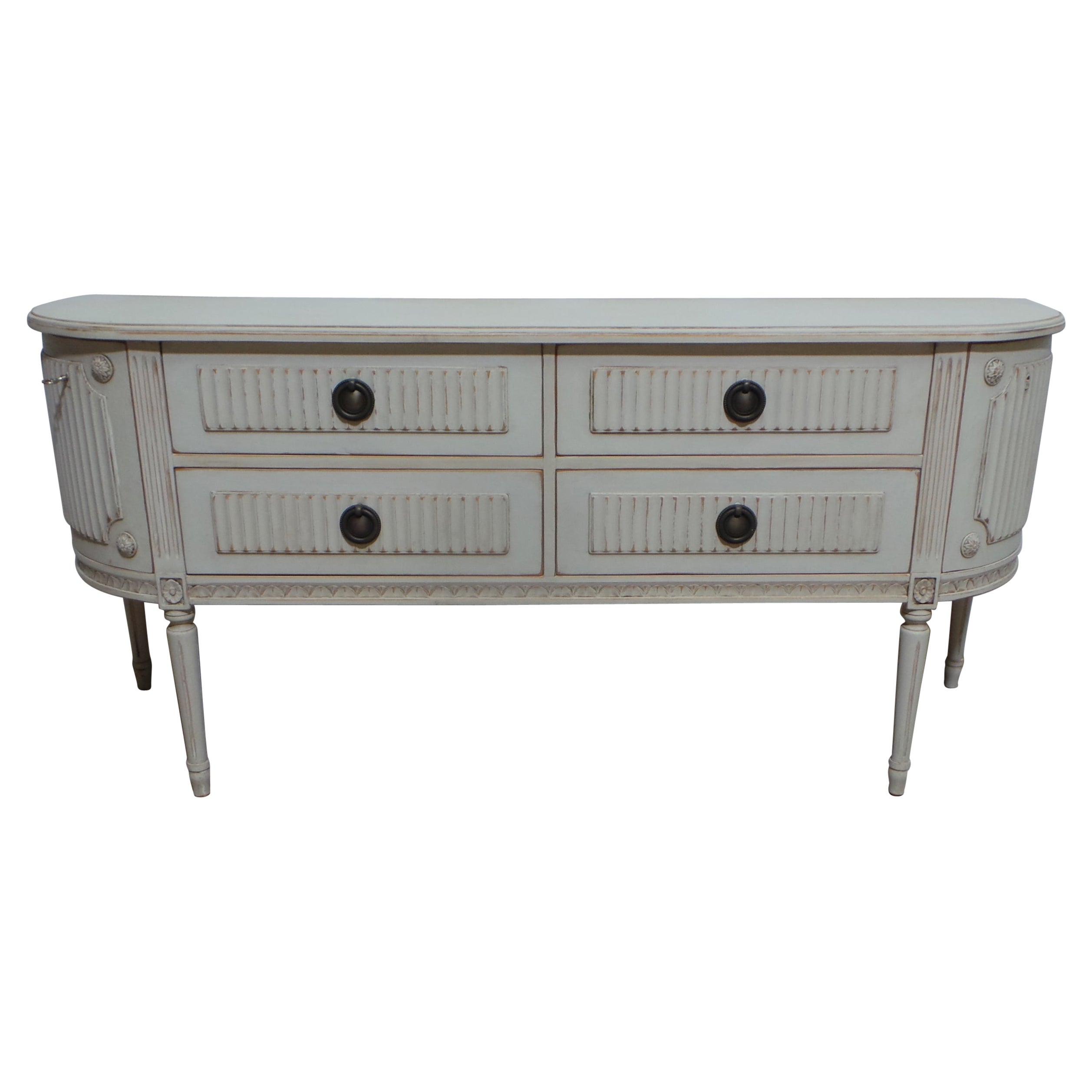 Swedish Gustavian Style 4 Drawer 2 Door Sideboard For Sale
