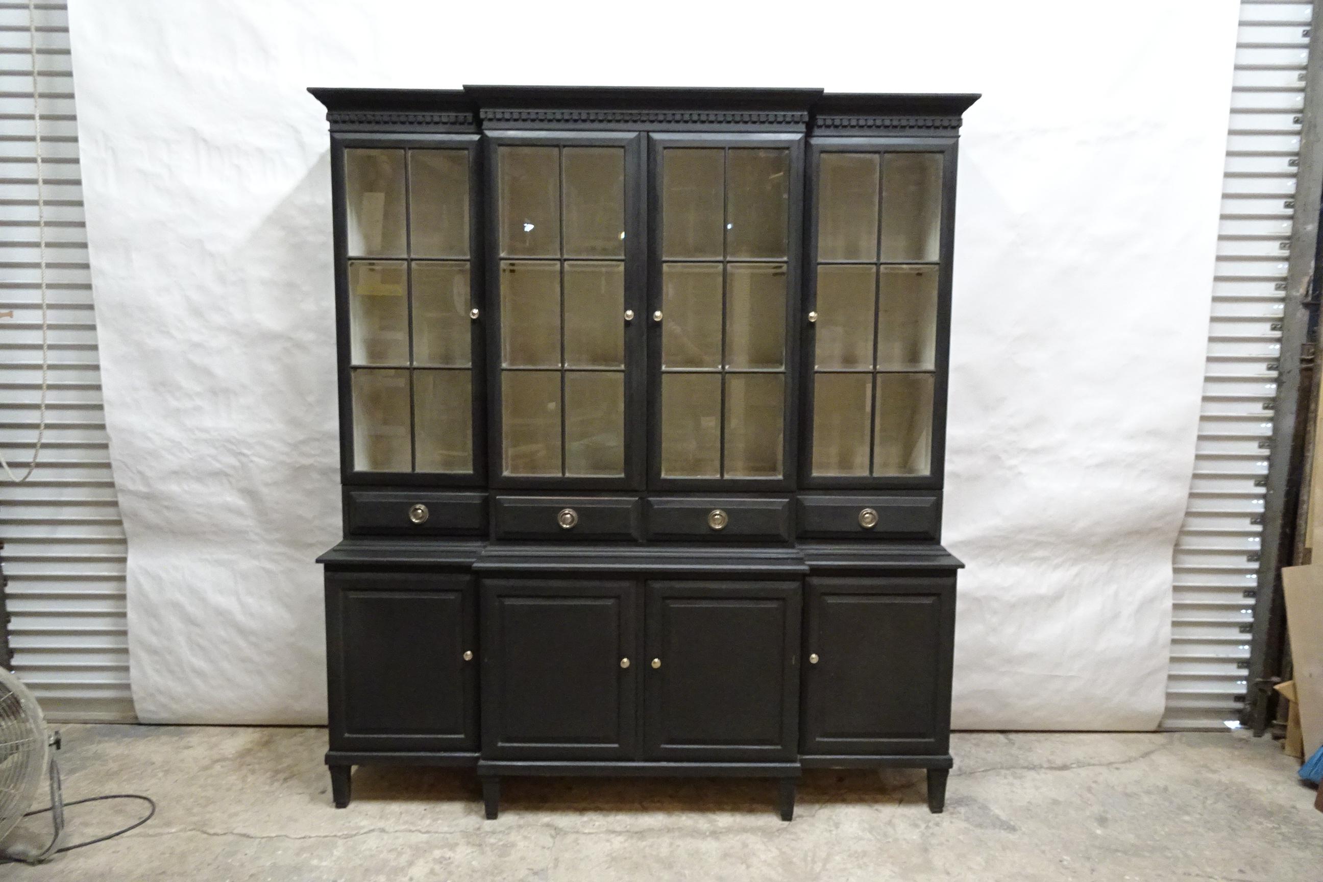This is a Unique 4 glass door Swedish Gustavian style hutch. its been restored and repainted with Milk Paints 