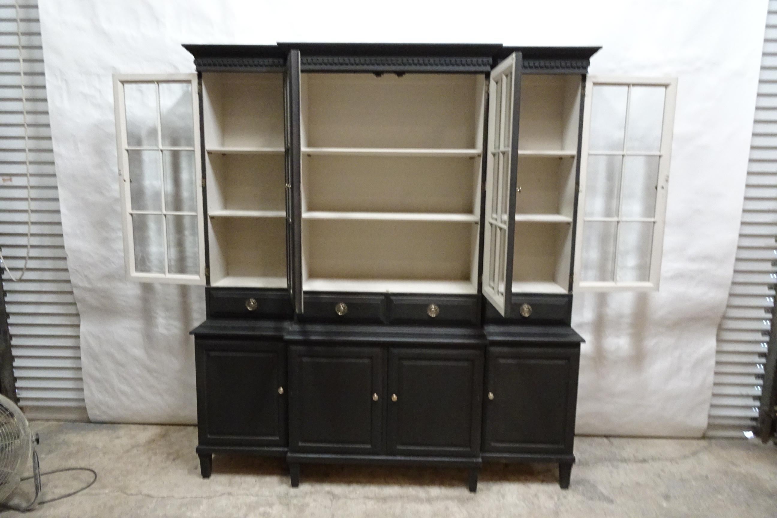 Swedish Gustavian Style 4 Glass Door Hutch 4