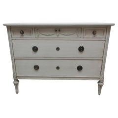 Vintage Swedish Gustavian Style 5 Drawer Chest 