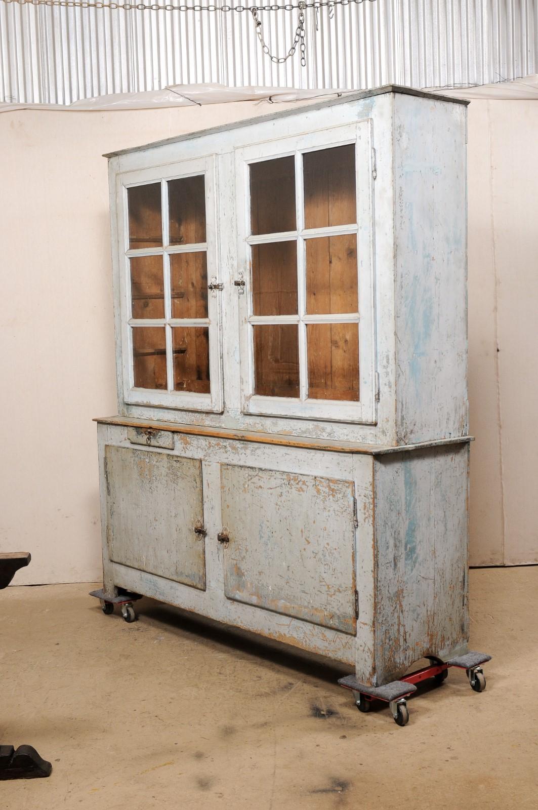 Swedish Gustavian-Style Tall Display Hutch w/its Original Paint, 19th Century 4