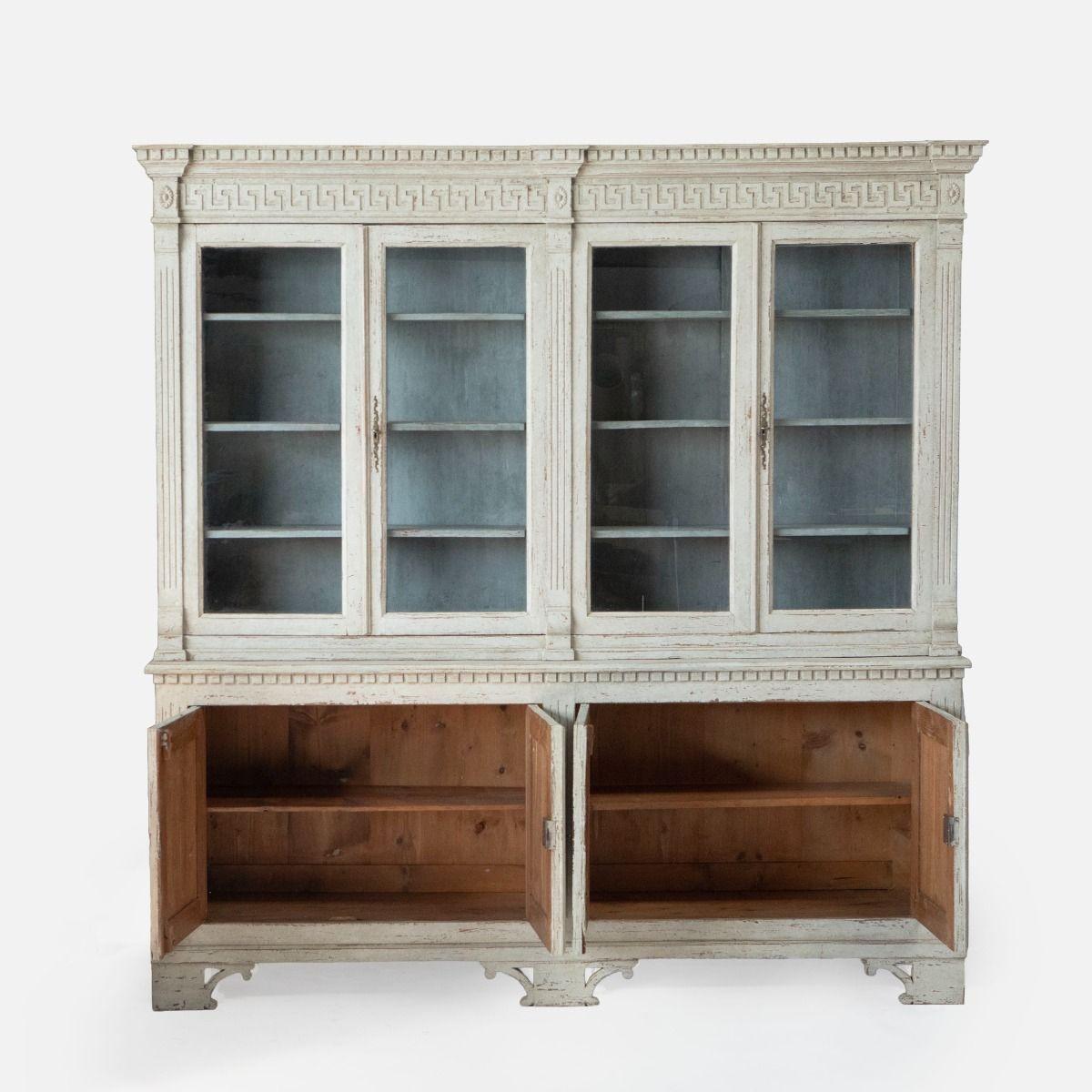 Armario Sueco de Estilo Gustaviano con Puertas de Cristal, hacia 1860 en Bueno Estado en Kastrup, DK