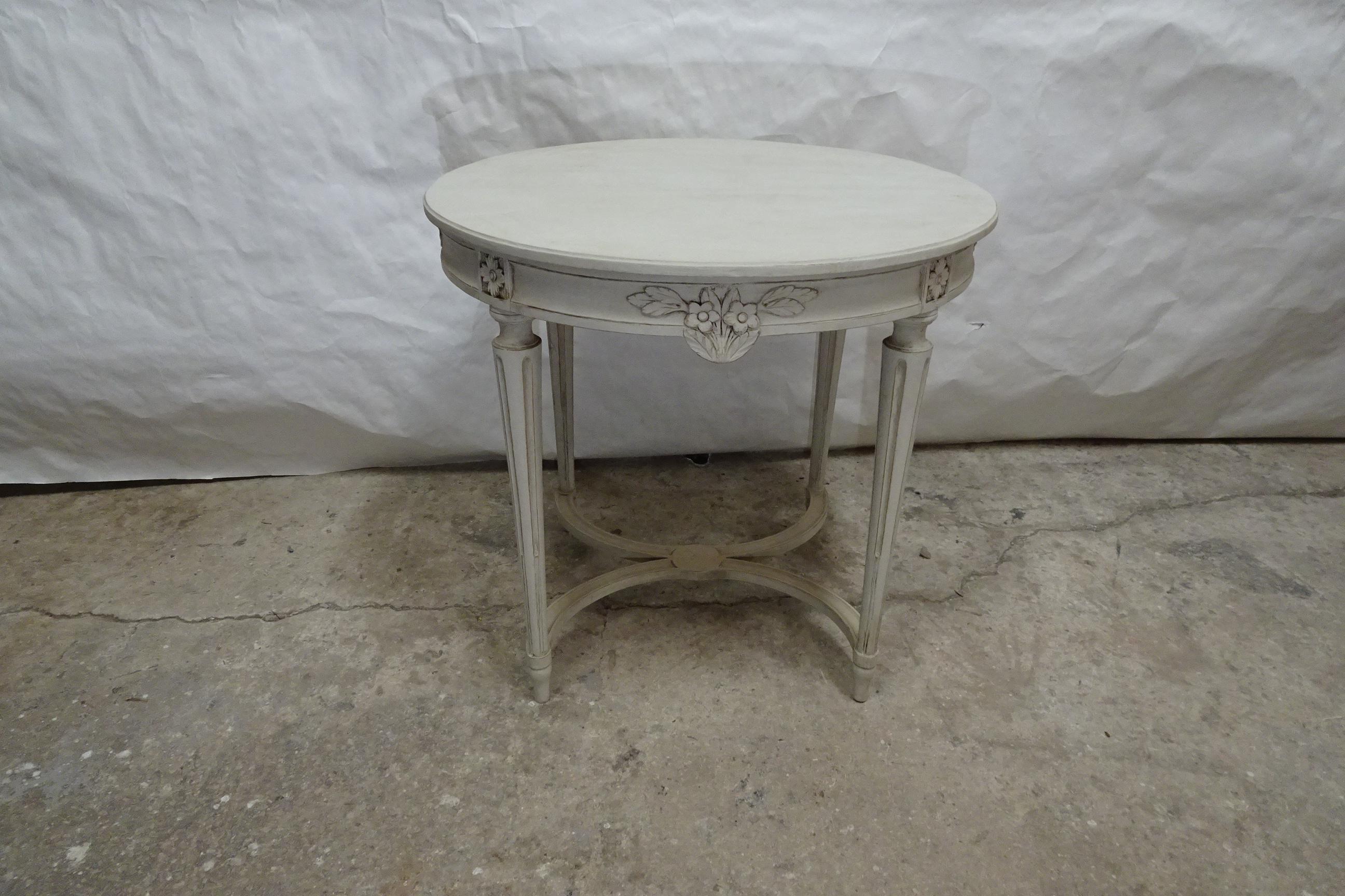 This is a unique Swedish Gustavian Style Center Table, its been restored and repainted with Milk paints 