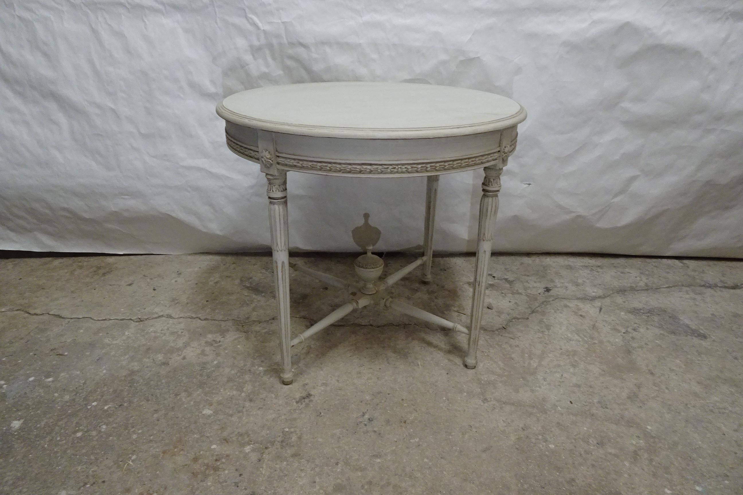 This is a unique Swedish Gustavian Style Center Table, its been restored and repainted with Milk Paints 