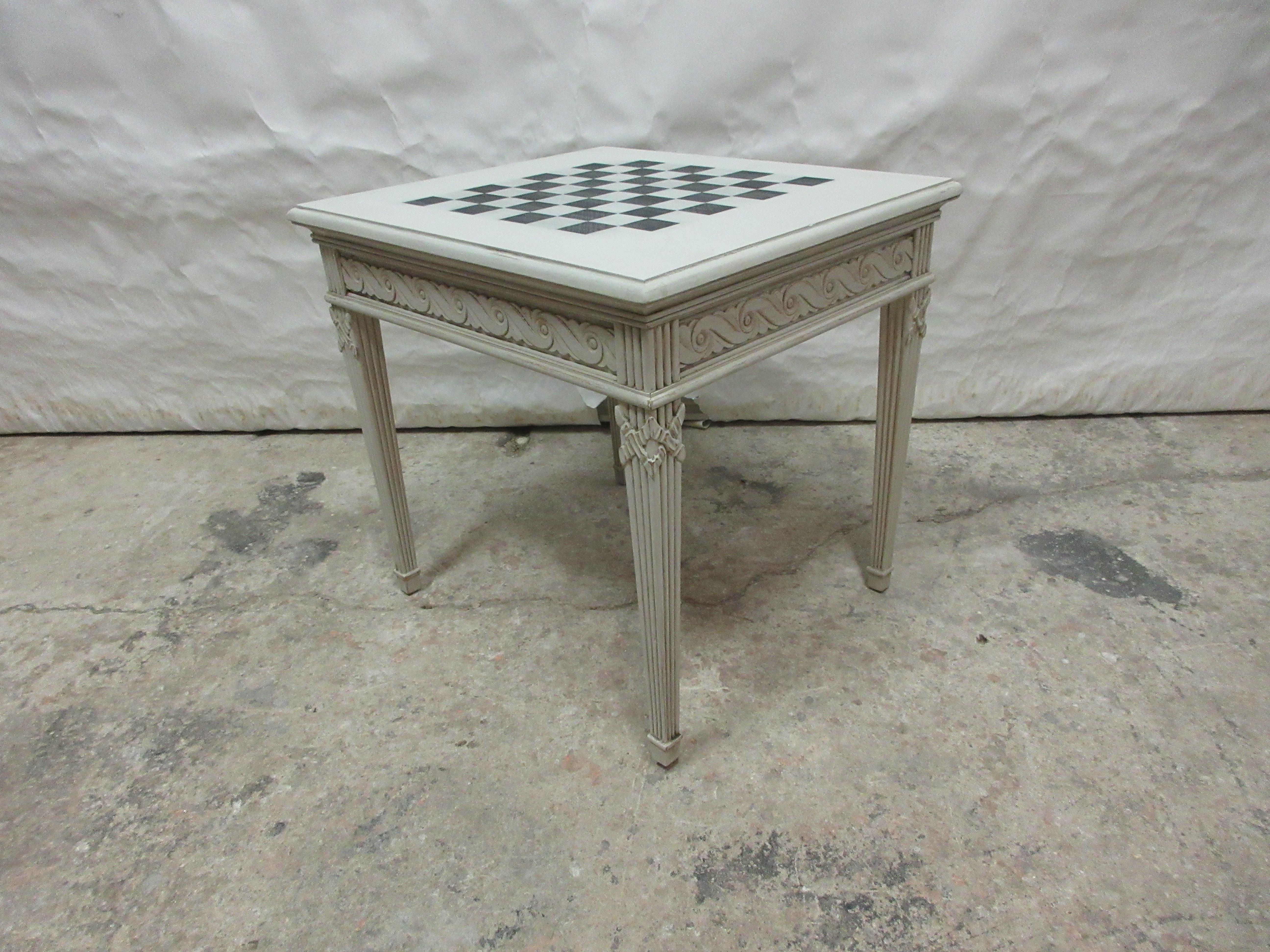 This is a unique Swedish Gustavian style chess table, its been restored and repainted in Milk Paint.