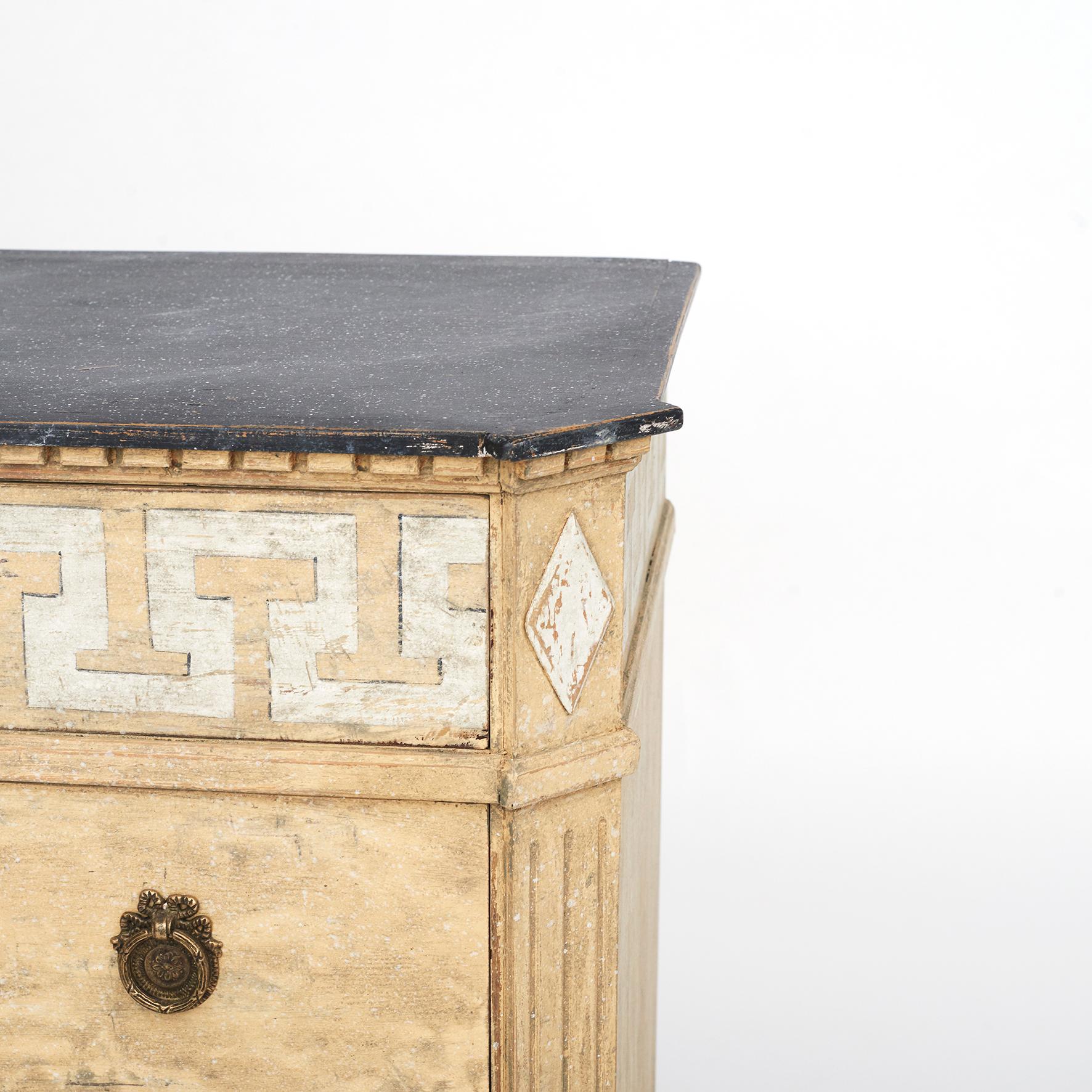 Wood Yellow Painted Swedish Gustavian Style Chest of Drawers For Sale