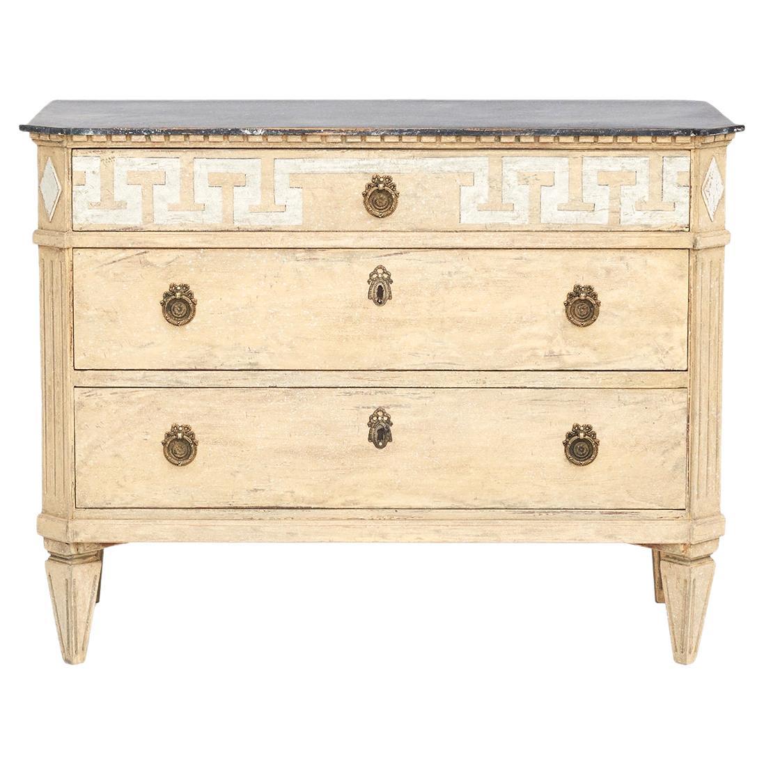 Yellow Painted Swedish Gustavian Style Chest of Drawers For Sale