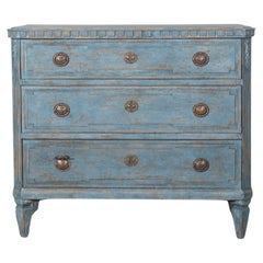Swedish Gustavian Style Chest of Drawers in Distressed Blue Paint, circa 1920