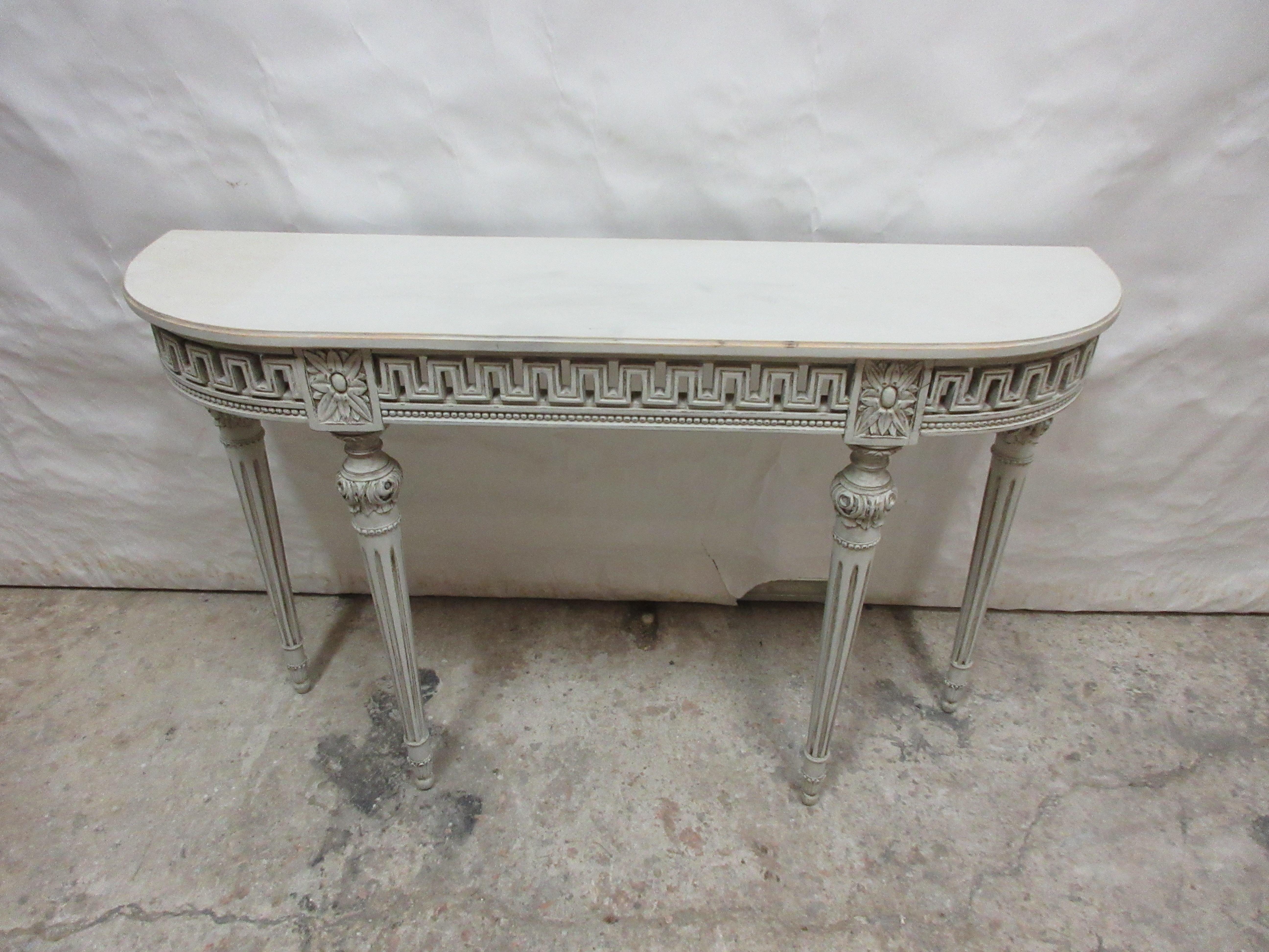 This is a Swedish Gustavian Style Console Table ,  its been restored and repainted in Milk Paints 