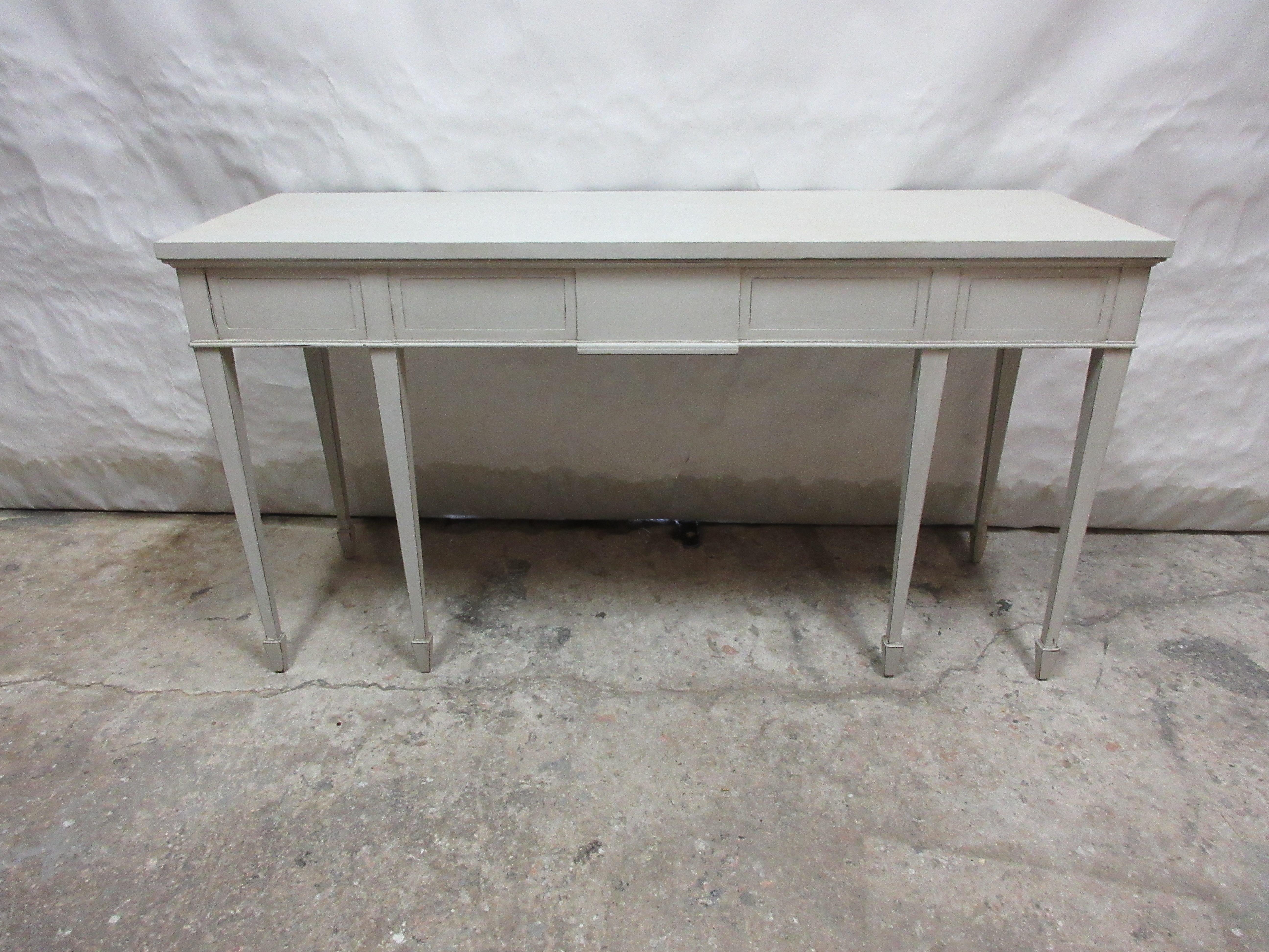 This is a unique Swedish Gustavian Style Console Table. its been restored and repainted with Milk Paints 
