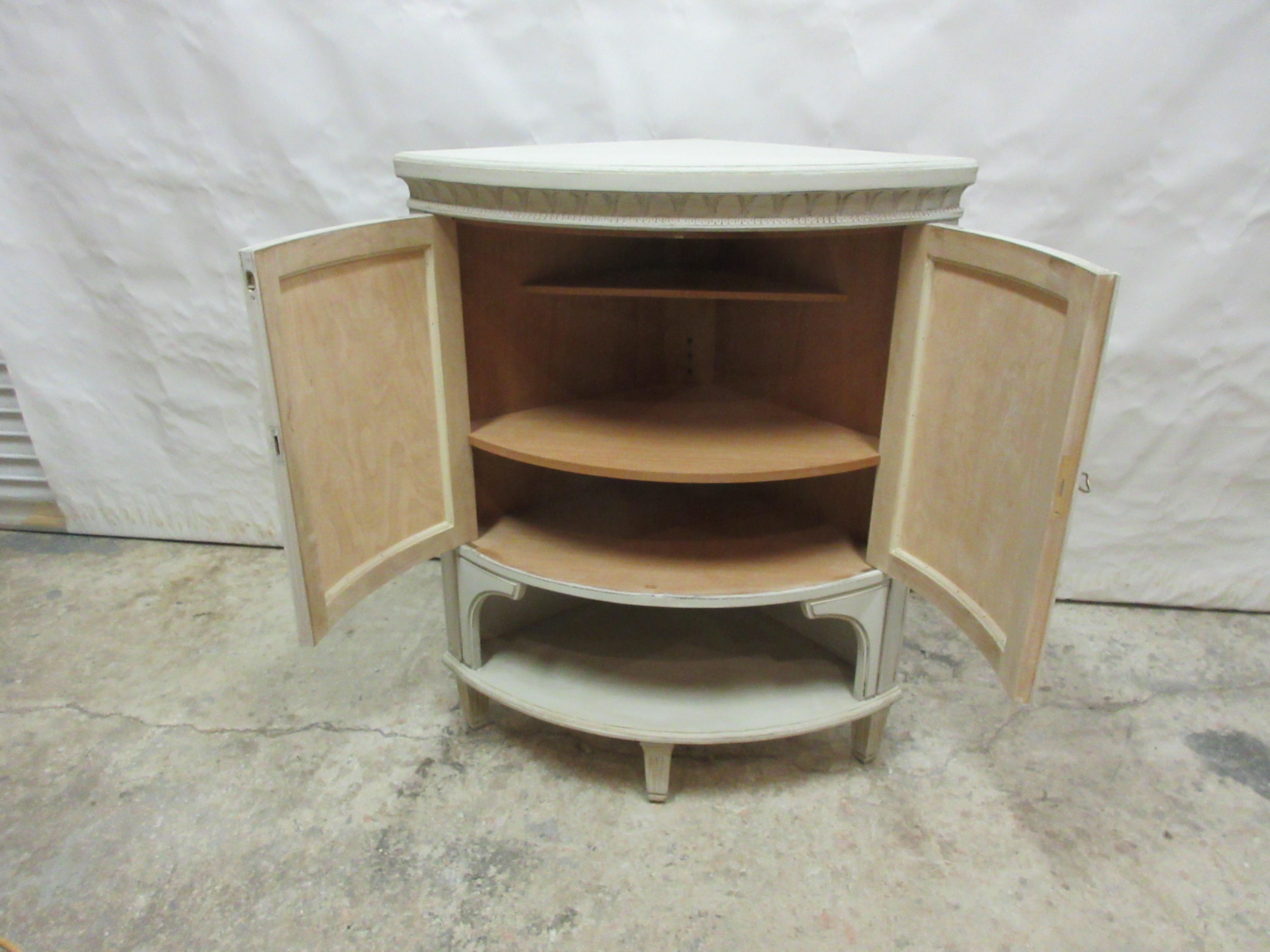 Wood Swedish Gustavian Style Corner Cabinet For Sale