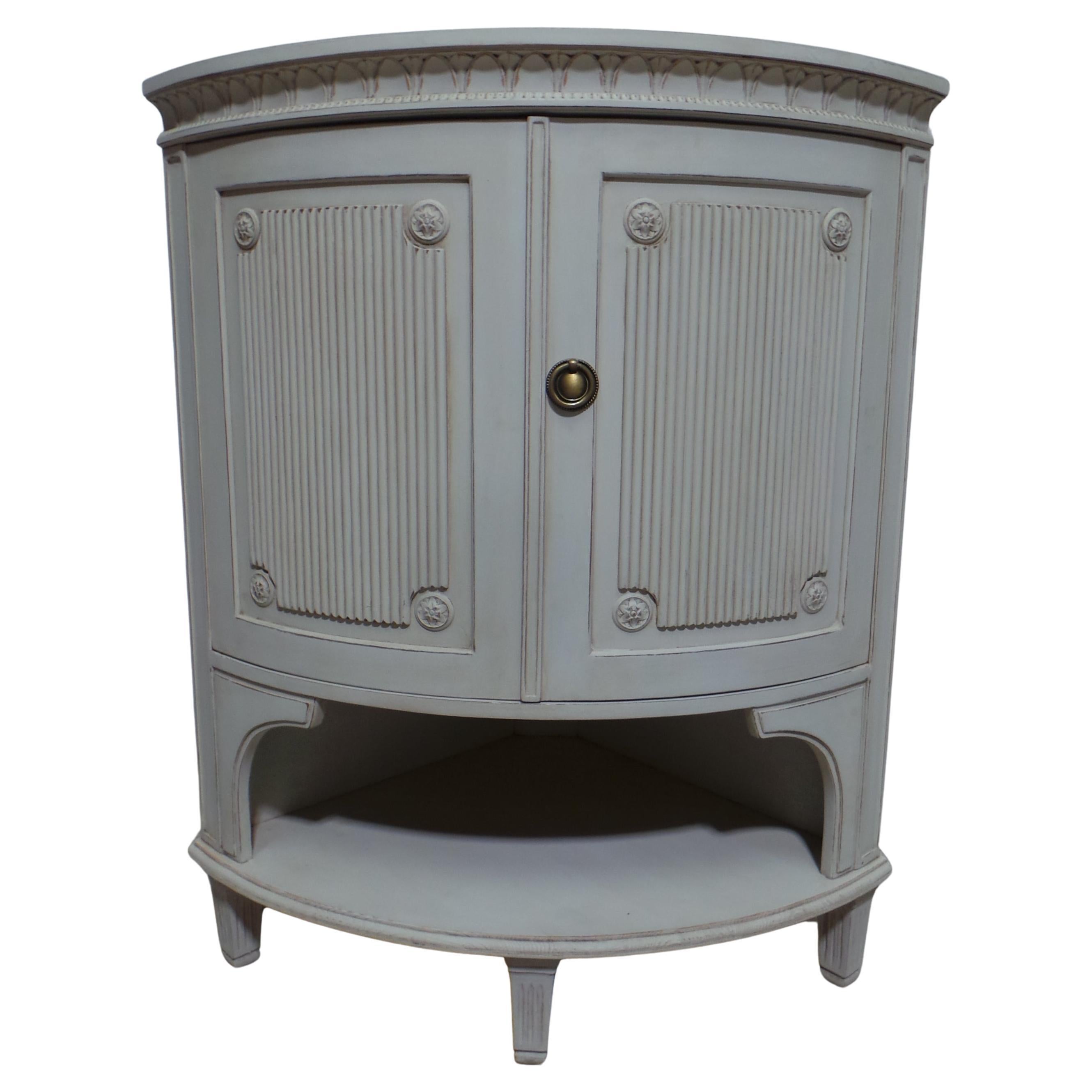 Swedish Gustavian Style Corner Cabinet For Sale