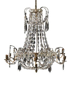 Swedish Gustavian Style Crystal Six-Light Chandelier, 19th Century