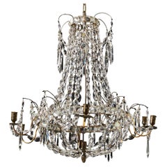 Swedish Gustavian Style Crystal Six-Light Chandelier, 19th Century