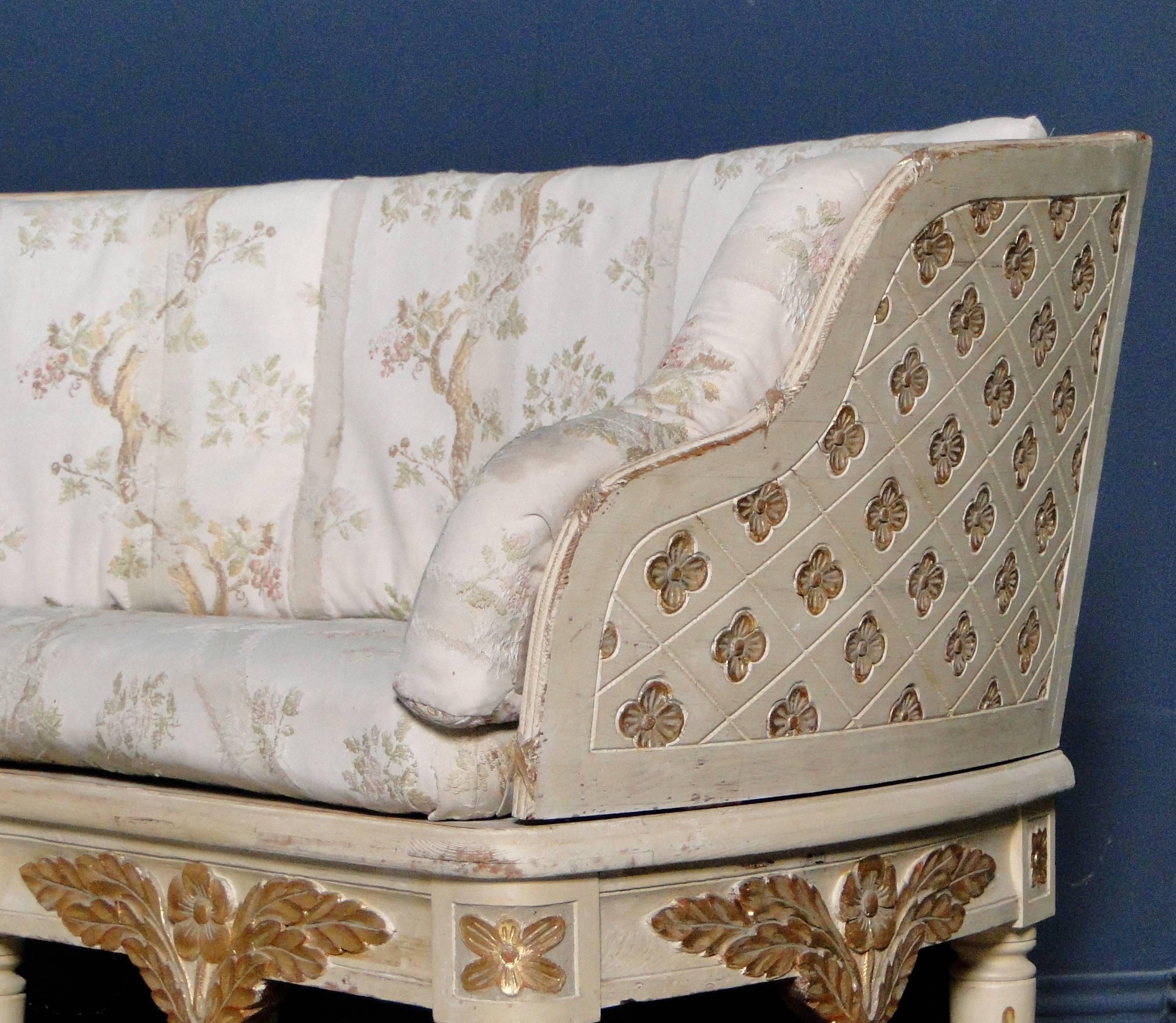 Gilt Swedish Gustavian Style Curved Sofa Beginning, 1900 For Sale