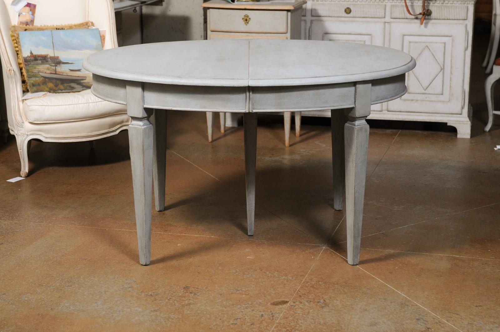 Swedish Gustavian Style Dining Room Table with Custom Leaves and Tapered Legs 3