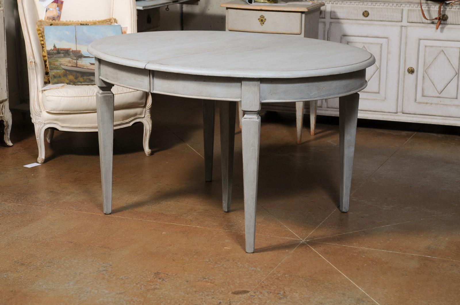Swedish Gustavian Style Dining Room Table with Custom Leaves and Tapered Legs 5