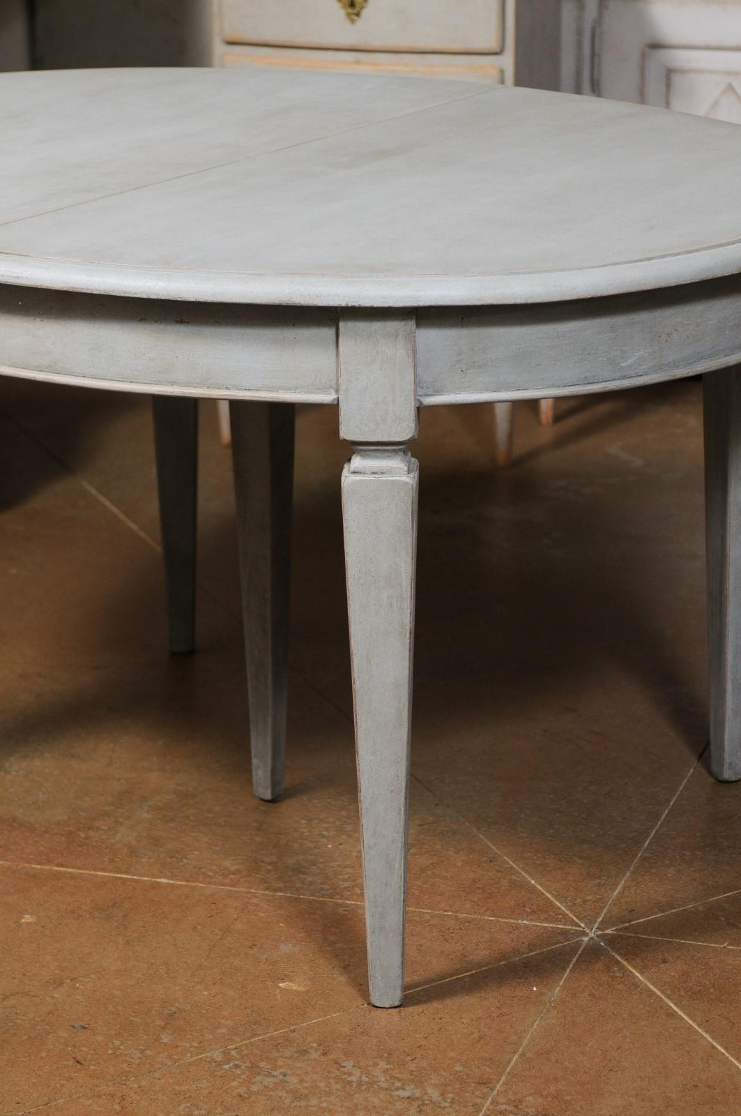 Swedish Gustavian Style Dining Room Table with Custom Leaves and Tapered Legs 6