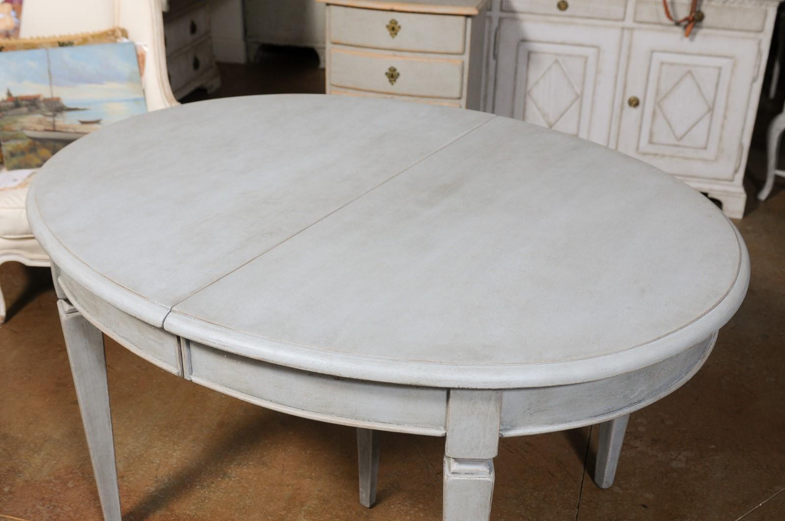 Swedish Gustavian Style Dining Room Table with Custom Leaves and Tapered Legs 7
