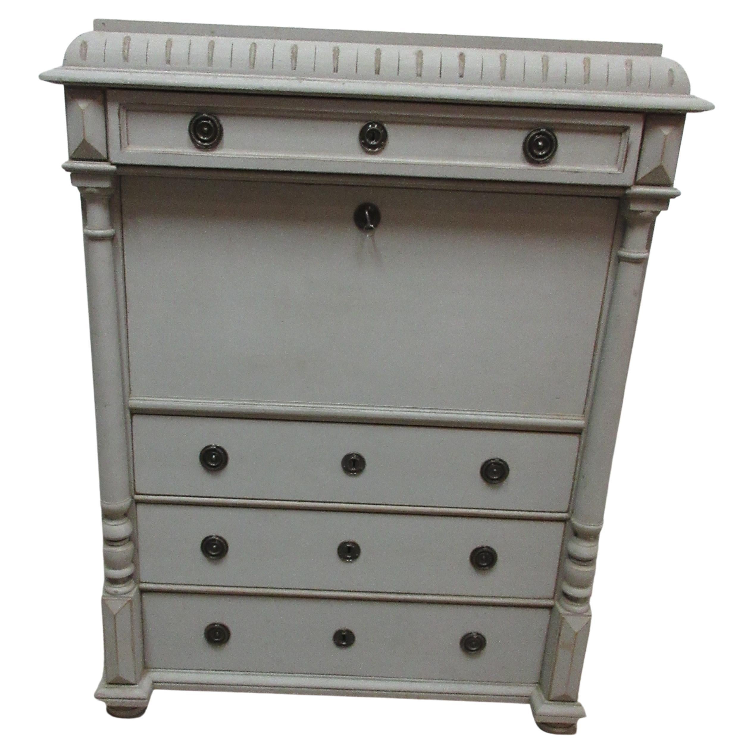 This is a Swedish Gustavian style drop front desk , its been restored and repainted with Milk Paints 