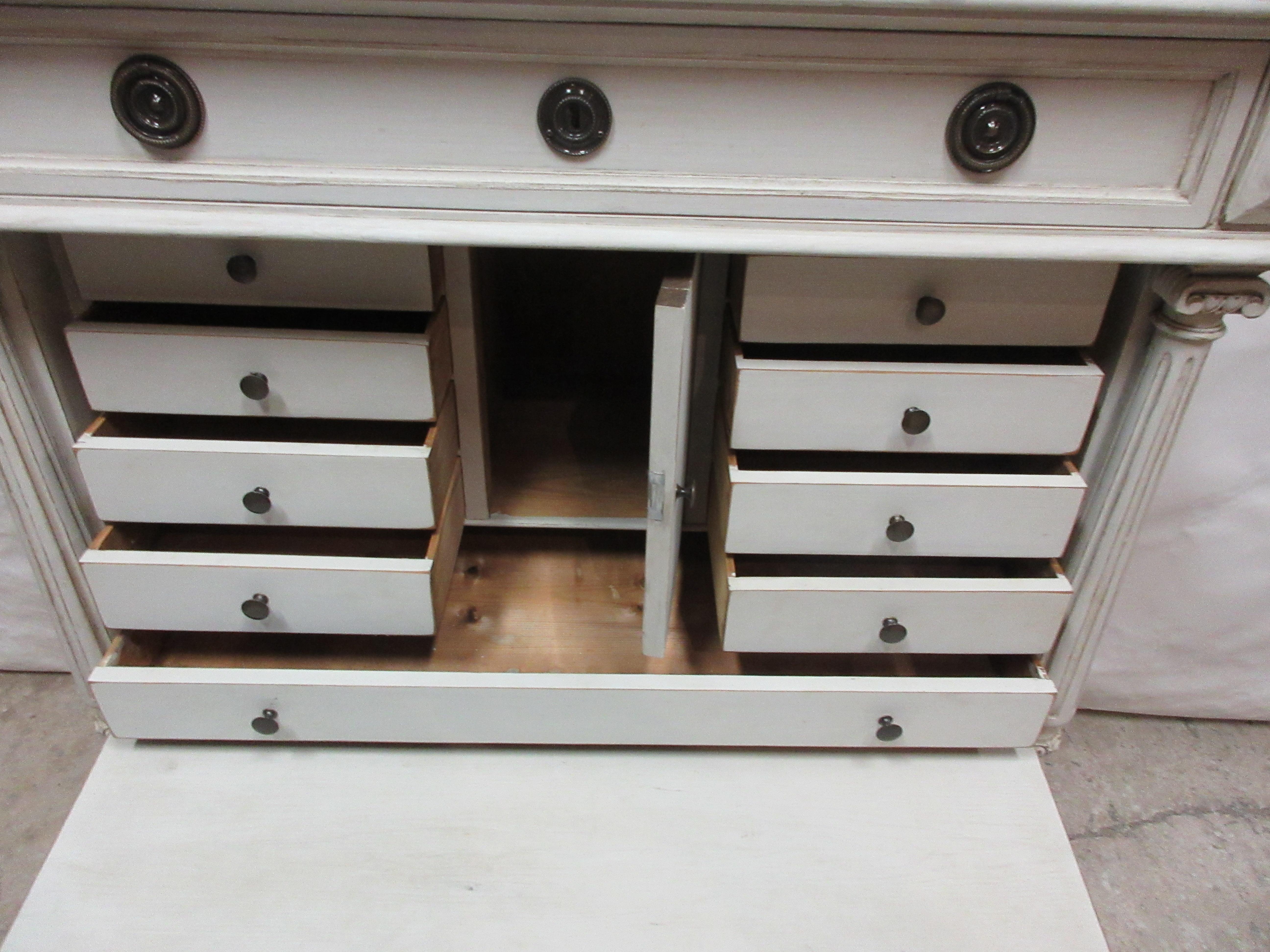 Wood Swedish Gustavian Style Drop Front Desk
