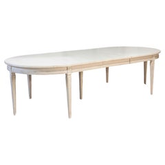 Swedish Gustavian Style Extension Dining Table with Three Leaves and Guilloches