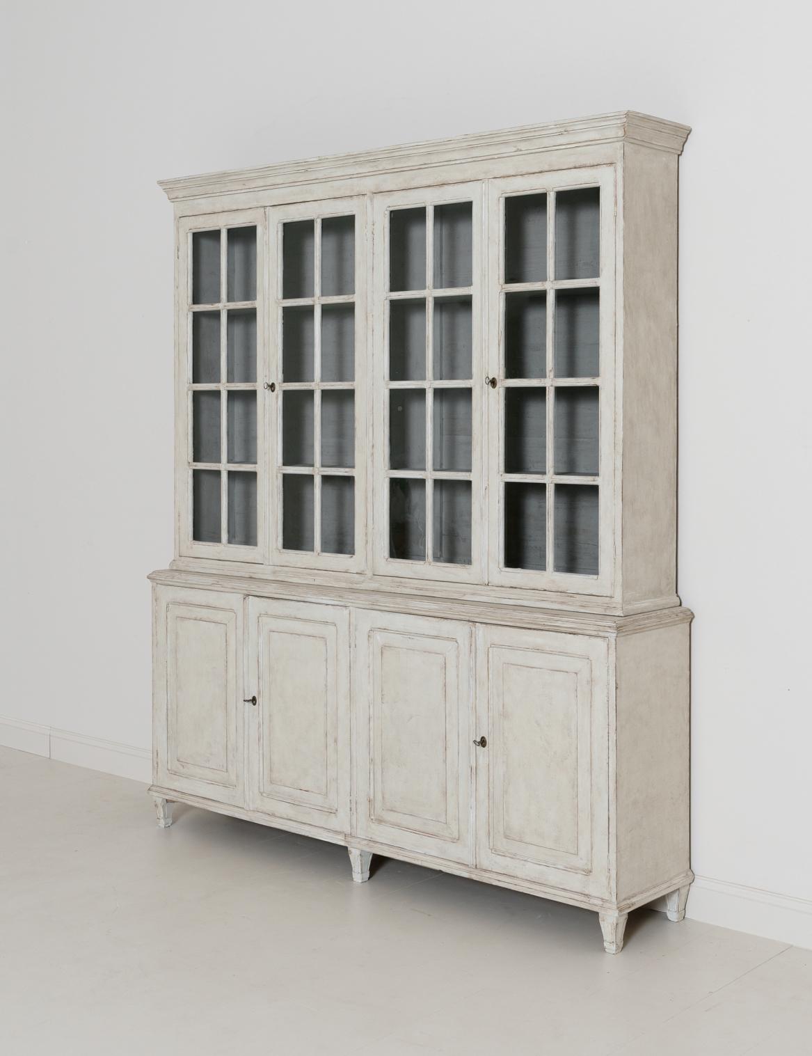 Swedish Gustavian Style Four-Door Glass Vitrine Bookcase Cabinet 5