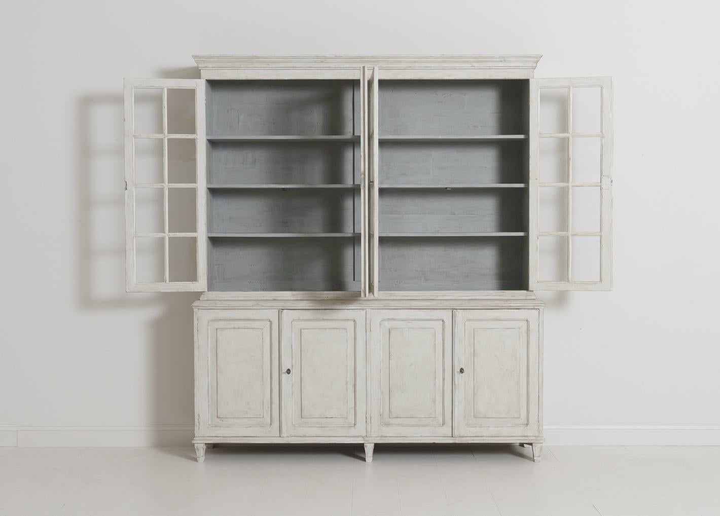 Swedish Gustavian Style Four-Door Glass Vitrine Bookcase Cabinet 8